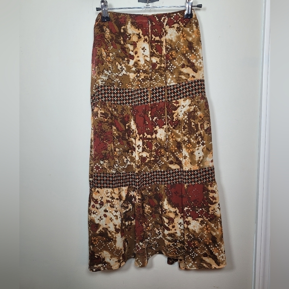 Sag Harbor Drawstring Floral Midi Skirt sz 18 T63124